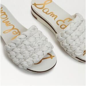 NWOB: Sam Edelman size 9 Ainslie Braided Slide Sandals - White Faux Leather